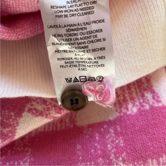 Anthropologie Maeve Jacquard Sweater 3/4 Length Sleeve Tee Checkered Crewneck - Picture 8 of 8